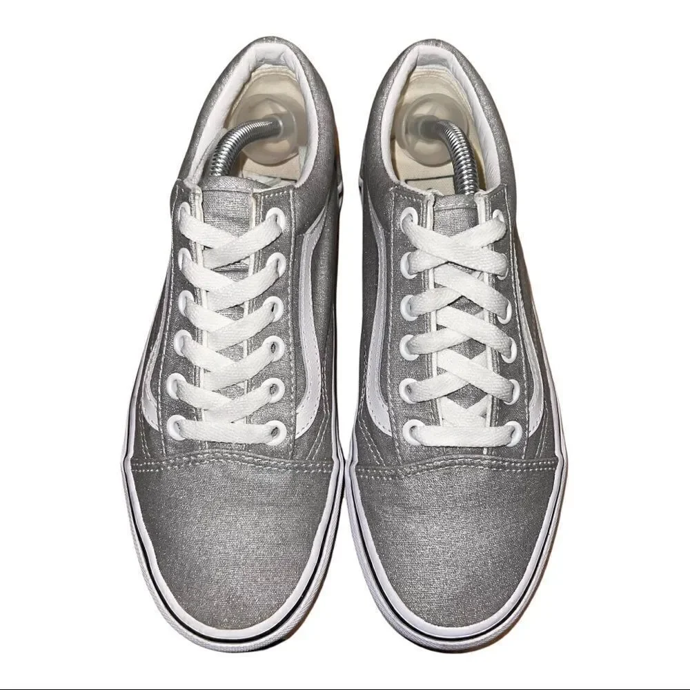 Authentic Vans Silver Glitter Old Skool Sneakers Women's Size 6.5 - Picture 4 of 9